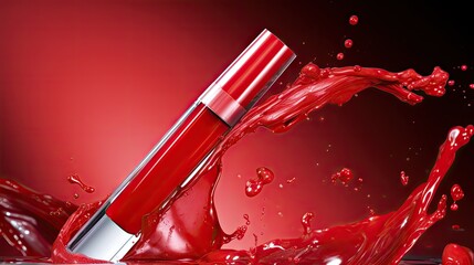 A lip gloss, packaged in red, exquisite and high-definition  