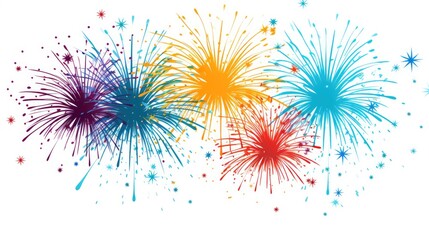 Colorful fireworks with white background  