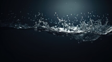 Realistic photo of water drops hitting dark water, ripples   - obrazy, fototapety, plakaty