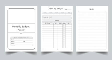 Editable Monthly Budget Planner Kdp Interior printable template Design.