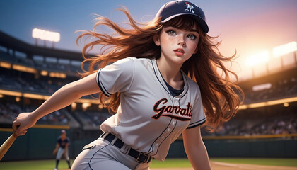 girl playing baseball