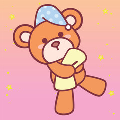 Obraz premium Cute Sweet Dream Lullaby sleepy vector art. Cartoon character for kids design illustration