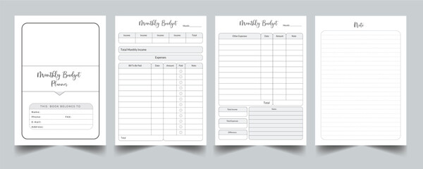 Editable Monthly Budget Planner Kdp Interior printable template Design.