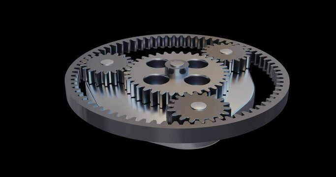 metallic gear animation, mechanical 3d design engineering, cogwheel background loop animation