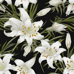 Fototapeta na wymiar New zealand rock lily white small new zealand seamless pattern