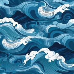 Fototapeta na wymiar Ocean waves marine serenity seamless pattern