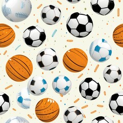 Sports ball seamless pattern