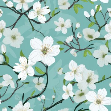 Spring blossoms renewal seamless pattern