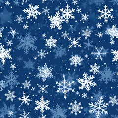 Naklejka na ściany i meble Winter snowflakes frosty wonderland seamless pattern