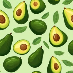 Avocado green creamy healthy seamless pattern