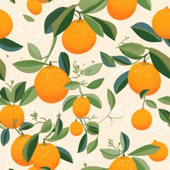 Obraz premium Calamondin orange sour small seamless pattern