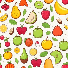 Fototapeta na wymiar Food fruits healthy eating seamless pattern