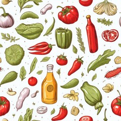 Food ingredients culinary seamless pattern