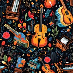 Music melodies composition seamless pattern