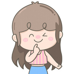 Happy cute pastel long hair girl taking selfie