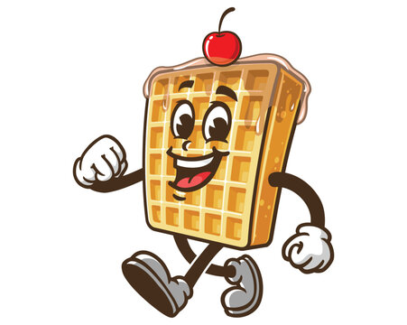 recommend clip art: walking Waffle cartoon mascot illustration character vector clip art hand drawn