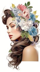 Brunette woman with flowers in her hair