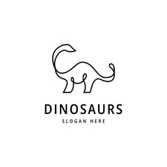 Apatosaurus dinosaur logo in liner outline design style