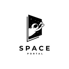 Space astronaut portal logo in flat vector design style - obrazy, fototapety, plakaty