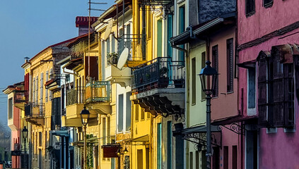 ioannina city road homes restaurans in winter season, greece