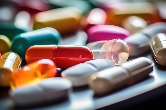 Colorful pills and capsules