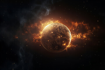 Obraz premium Journey through the cosmic wonders of deep space where blue planets and stellar beauty unfold. A digital masterpiece crafted with AI generative precision.