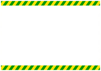 災害工事現場で使う黄色と緑の危険注意の警告フレーム枠