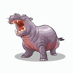 Hippopotamus opening mouth vector illustration