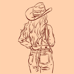 back of person in a hat vector for card decoration illustration