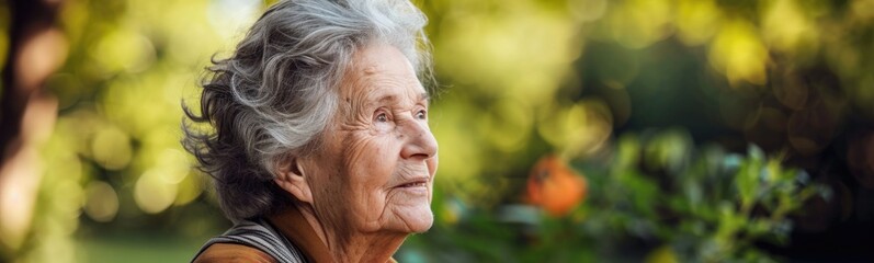 Elderly woman portrait. Banner