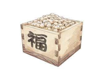 節分の豆のイラスト（水彩風）