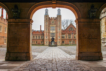 The facade view of the Eton College in UK