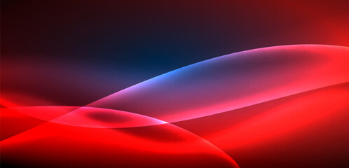 Dynamic waves in ethereal glow of neon lights. Concept merges fluidity of motion with vibrant allure of neon, crafting entrancing backdrop that embodies both vitality and futuristic sophistication