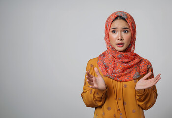 Fototapeta premium Young Asian Muslim's Confused Expression
