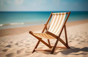 Fototapeta na wymiar Empty chaise lounge on sand