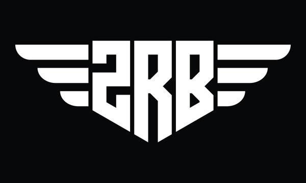 ZRB three letter logo, creative wings shape logo design vector template. letter mark, word mark, monogram symbol on black & white.	