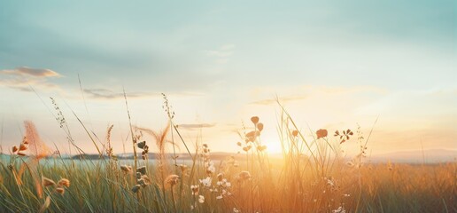 Field of Flowers at Sunset
