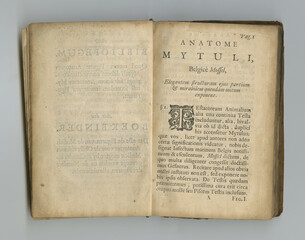 Antique medical page, information and library stamp for authorized knowledge on medicine study, learn or research. Language, pathology and parchment paper for healthcare education literature or books