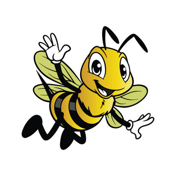 Cartoon bee smiling with hands open