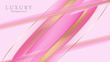 Luxury pink background combine with golden lines element. Modern template deluxe design.