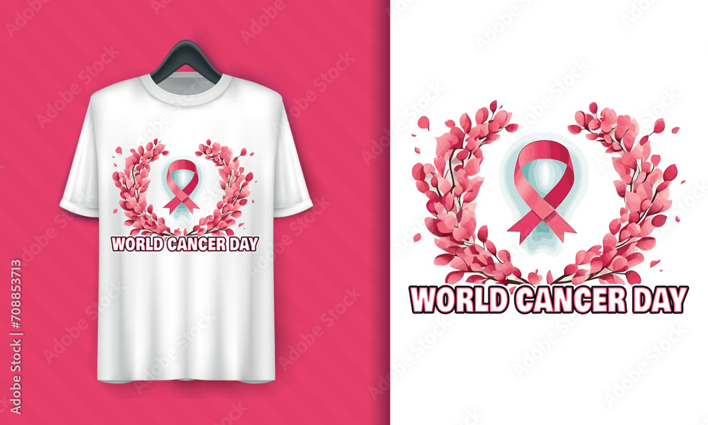 Wall mural vector flat design World Cancer Day t-shirt design