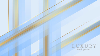 Gradient soft blue background with Luxury golden line. Vector illustration.
