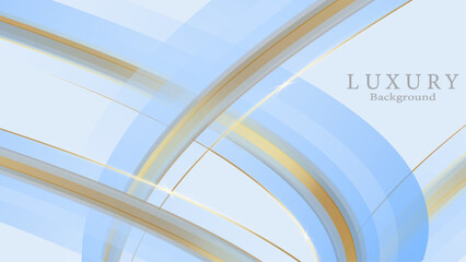 Gradient soft blue background with Luxury golden line. Vector illustration.