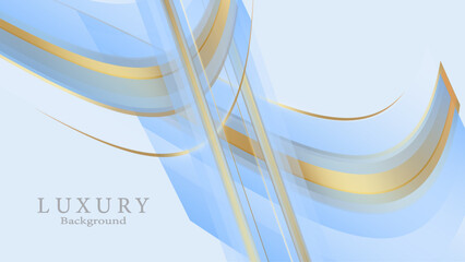 Gradient soft blue background with Luxury golden line. Vector illustration.