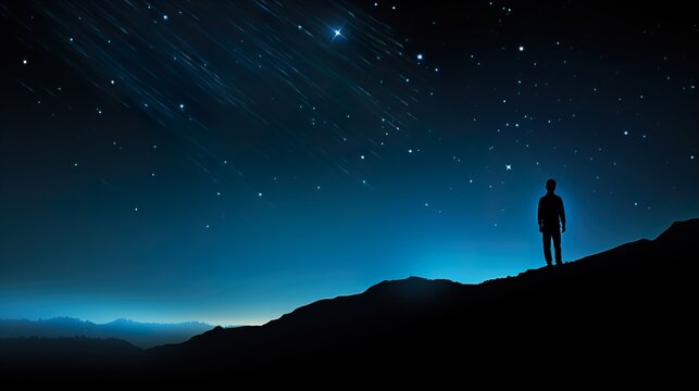 silhouette of a person on a mountain