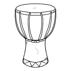 Obraz na płótnie Canvas djembe instrumen tool from africa illustration hand drawn sketch outline vector