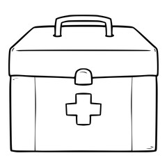 first aid kit illustration hand drawn sketch outline vector