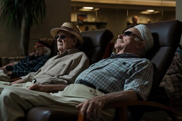 Elderly people relax background .  - obrazy, fototapety, plakaty