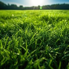 Fototapeta premium Green Meadow in the wind breeze rural scene day time