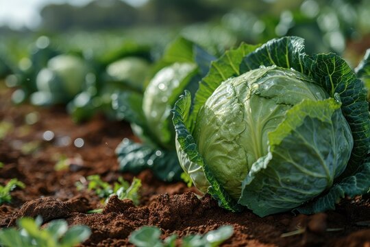 cabbages in the middle of the field professional photography